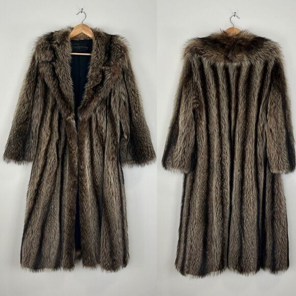 Vintage Fur by Robert Detroit Raccoon Genuine Fur Full Length Coat Overcoat - Picture 5 of 8
